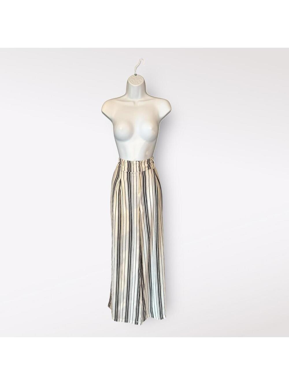 A. Calin by Flying Tomato Striped Wide-Leg Pants